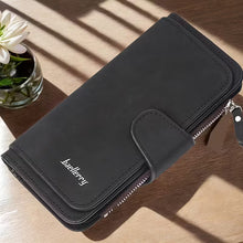 Load image into Gallery viewer, Vintage Faux Leather Long Wallet – Trifold Credit Card Holder with Snap & Zipper