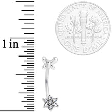 Load image into Gallery viewer, 16G 3/8 Clear Gem Spring Fun Flower Curved Eyebrow Ring