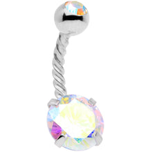 Load image into Gallery viewer, Aurora Gem White Faux Opal Disco Ball Twisted Belly Ring Set of 3