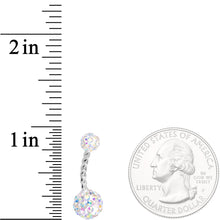 Load image into Gallery viewer, Aurora Gem White Faux Opal Disco Ball Twisted Belly Ring Set of 3