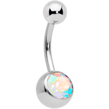 Load image into Gallery viewer, Aurora Gem Pink Pearlescent Glitter Heart Belly Ring Set of 4