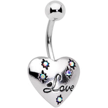 Load image into Gallery viewer, Aurora Gem Pink Pearlescent Glitter Heart Belly Ring Set of 4