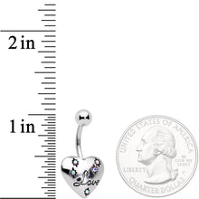 Load image into Gallery viewer, Aurora Gem Pink Pearlescent Glitter Heart Belly Ring Set of 4