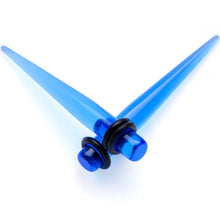 Load image into Gallery viewer, Blue Acrylic Straight Taper Set Available in Sizes 14G to 00G