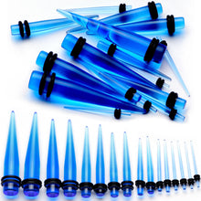 Load image into Gallery viewer, Blue Acrylic Straight Taper Set Available in Sizes 14G to 00G