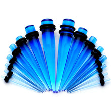 Load image into Gallery viewer, Blue Acrylic Straight Taper Set Available in Sizes 14G to 00G