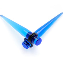 Load image into Gallery viewer, Blue Acrylic Straight Taper Set Available in Sizes 14G to 00G