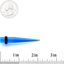 Load image into Gallery viewer, Blue Acrylic Straight Taper Set Available in Sizes 14G to 00G