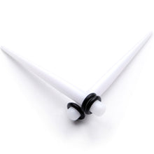Load image into Gallery viewer, White Acrylic Straight Taper Set Available in Sizes 14G to 00G