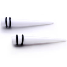 Load image into Gallery viewer, White Acrylic Straight Taper Set Available in Sizes 14G to 00G
