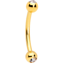 Load image into Gallery viewer, 16G 5/16 Clear Gem Flower Gold Tone Curved Eyebrow Ring Set of 4
