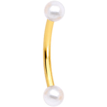 Load image into Gallery viewer, 16G 5/16 Clear Gem Flower Gold Tone Curved Eyebrow Ring Set of 4