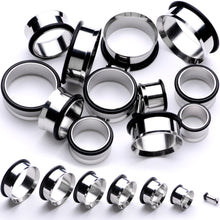 Load image into Gallery viewer, Stainless Steel Single Flare Tunnel Plug Set Available in Sizes 8G to 1