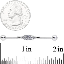 Load image into Gallery viewer, 14G Clear CZ Gem Fashionista Industrial Barbell 38mm