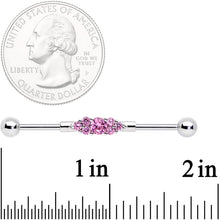 Load image into Gallery viewer, 14G Pink CZ Gem Fashionista Industrial Barbell 38mm