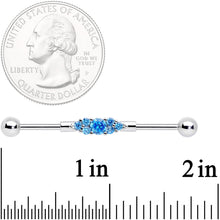 Load image into Gallery viewer, 14G Aqua CZ Gem Fashionista Industrial Barbell 38mm