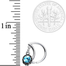 Load image into Gallery viewer, 16G 3/8 Blue Gem Crescent Moon Right Ear Closure Ring