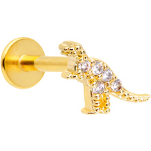 Load image into Gallery viewer, 16G 5/16 Clear CZ Gem Gold Tone Tiny Dinosaur Labret Monroe Tragus