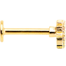Load image into Gallery viewer, 16G 5/16 Clear CZ Gem Gold Tone Tiny Dinosaur Labret Monroe Tragus