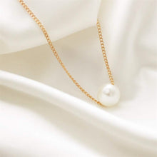Load image into Gallery viewer, Women’s Minimalist White Pearl Beaded Necklace – Elegant Statement Chain
