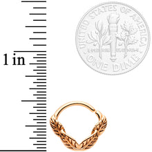 Load image into Gallery viewer, 16G 3/8 Rose Gold Tone Ring of Feathers Closure Ring