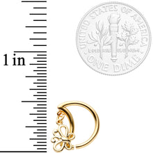 Load image into Gallery viewer, 16G 3/8 Gold Tone Crescent Moon Butterfly Right Ear Closure Ring