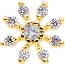 Load image into Gallery viewer, 20G 1/4 Clear CZ Gem Gold Tone Flower L Shaped Nose Ring