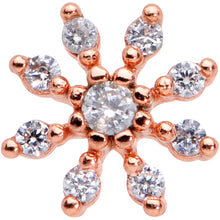 Load image into Gallery viewer, 20G 1/4 Clear CZ Gem Rose Gold Tone Flower L Shaped Nose Ring