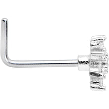 Load image into Gallery viewer, 20G 1/4 Clear CZ Gem Flower L Shaped Nose Ring