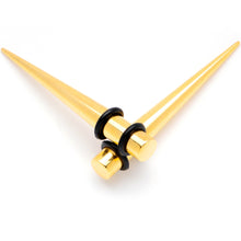Load image into Gallery viewer, Gold Tone Anodized Straight Taper Set Available in Sizes 12G to 00G