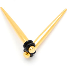 Load image into Gallery viewer, Gold Tone Anodized Straight Taper Set Available in Sizes 12G to 00G