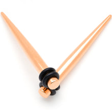 Load image into Gallery viewer, Rose Gold Tone Anodized Straight Taper Set Available in Sizes 14G to 00G