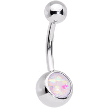 Load image into Gallery viewer, White Faux Opal Fun With Flowers Belly Ring Set of 3