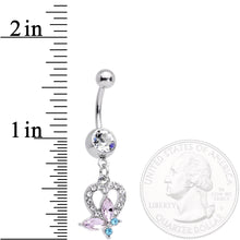 Load image into Gallery viewer, Clear Pink Blue Gem Spring Butterfly Heart Dangle Belly Ring