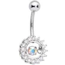 Load image into Gallery viewer, Clear Aurora Gem Purple Pearlescent Fashion Belly Ring Set of 3