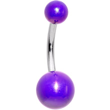 Load image into Gallery viewer, Clear Aurora Gem Purple Pearlescent Fashion Belly Ring Set of 3