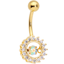 Load image into Gallery viewer, Clear Aurora Gem Gold Tone Elegant Dance Crown Belly Ring