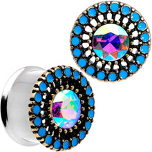 Load image into Gallery viewer, Aurora Gem Blue Orb Nautical Vibe Double Flare Plug Set 6mm to 25mm