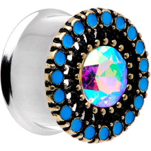 Load image into Gallery viewer, Aurora Gem Blue Orb Nautical Vibe Double Flare Plug Set 6mm to 25mm