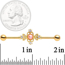 Load image into Gallery viewer, 14G Clear CZ Gem Pink Orb Fit for a Queen Industrial Barbell 38mm