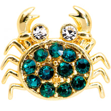 Load image into Gallery viewer, 16G 5/16 Clear Green Gem Gold Tone Nautical Crab Labret Tragus