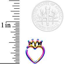 Load image into Gallery viewer, 16G 5/16 Rainbow Royal Crown Heart Left Ear Closure Ring