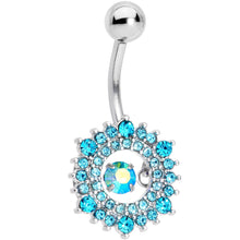 Load image into Gallery viewer, Aqua Gem Elegant Dance Wreath Belly Ring