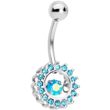 Load image into Gallery viewer, Aqua Gem Elegant Dance Crown Belly Ring