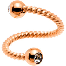 Load image into Gallery viewer, 14G 3/8 Clear Gem Rose Gold Tone Twist Spiral Twister Belly Ring