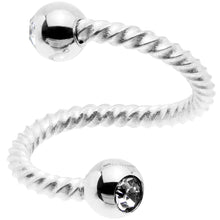 Load image into Gallery viewer, 14G 3/8 Clear Gem Twist Spiral Twister Belly Ring