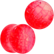 Load image into Gallery viewer, Red Agate Stone Saddle Plug Set Available in Sizes 0G to 25mm