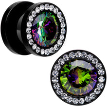 Load image into Gallery viewer, Vitrail Clear CZ Gem Black Hypnotic Screw Fit Plug Set