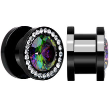 Load image into Gallery viewer, Vitrail Clear CZ Gem Black Hypnotic Screw Fit Plug Set