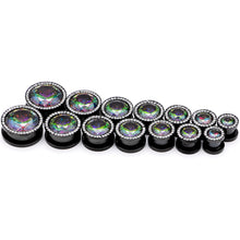 Load image into Gallery viewer, Vitrail Clear CZ Gem Black Hypnotic Screw Fit Plug Set